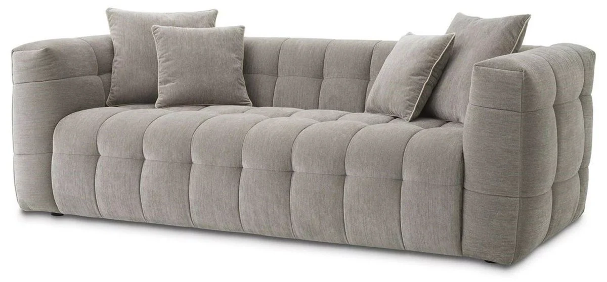 Luxus Sofa Grau 230 x 100 x H. 75 cm - Wohnzimmer Sofa mit 4 Kissen - Wohnzimmer Möbel - Luxus Möbel - Wohnzimmer Einrichtung - Luxus Einrichtung - Luxus Qualität