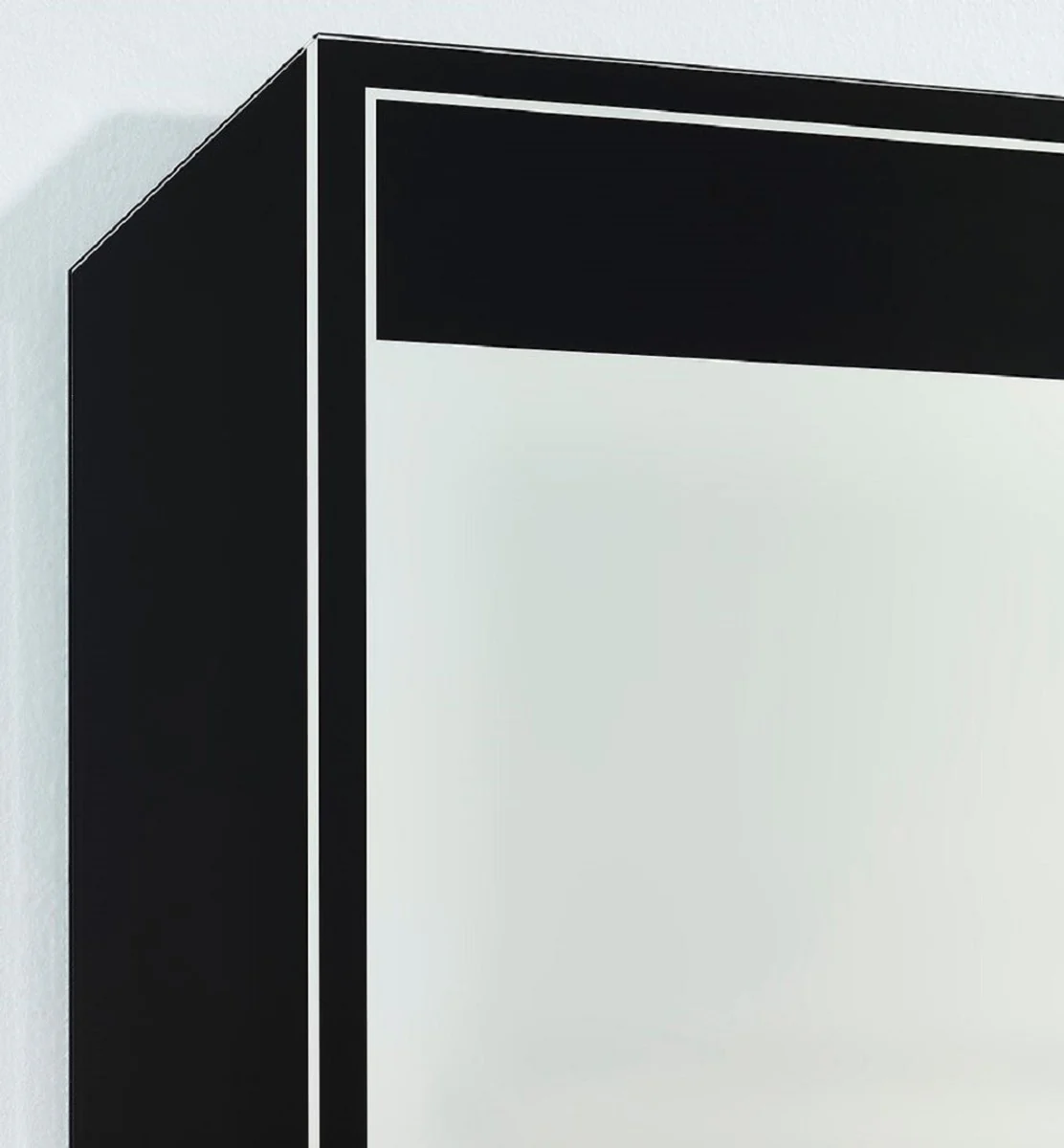 Luxus Wandspiegel Schwarz 67 x 2,5 x H. 167 cm - Rechteckiger Spiegel mit 3D Optik Spiegelrahmen - Luxus Kollektion