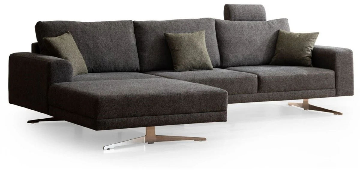 Luxus Ecksofa Grau / Silber 310 x 180 x H. 70 cm - Wohnzimmer Sofa - Wohnzimmer Möbel - Luxus Möbel - Luxus Einrichtung