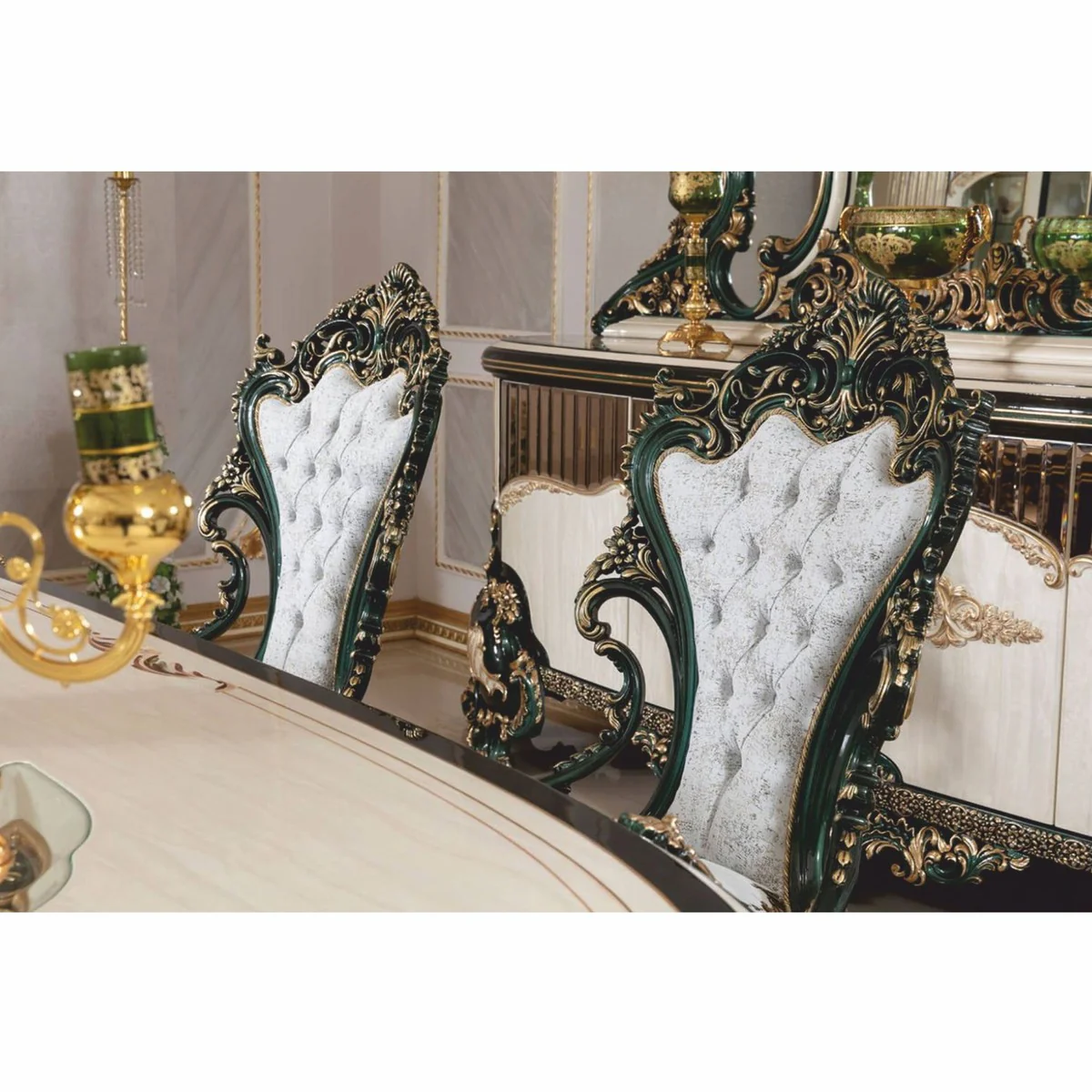 Luxus Barock Esszimmer Stuhl 6er Set - Hangefertigte Barockstil Esszimmer Möbel