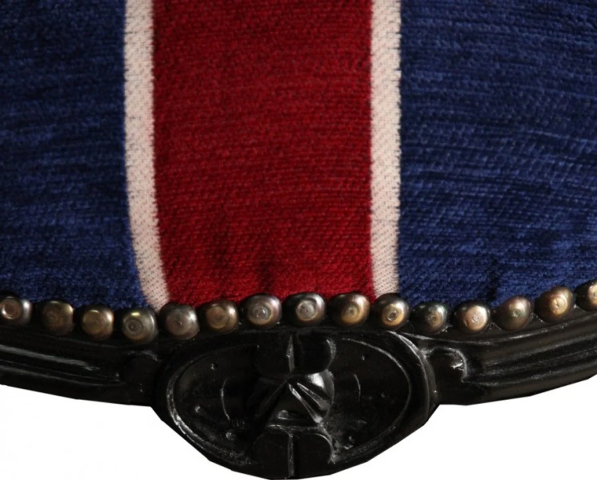 Barock Esszimmer Stuhl Union Jack / Schwarz - Möbel Antik Stil
