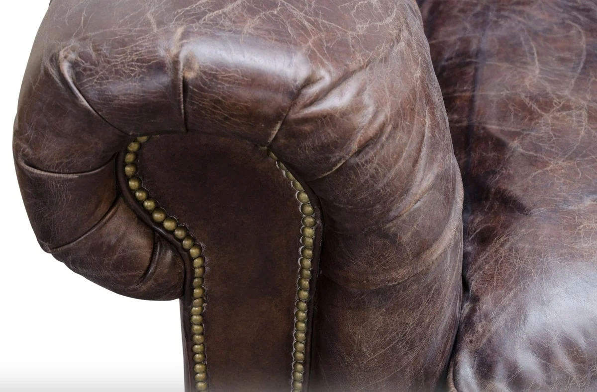 Luxus 6er Sofa Braun 410 x 120 x H. 77 cm - Chesterfield Möbel