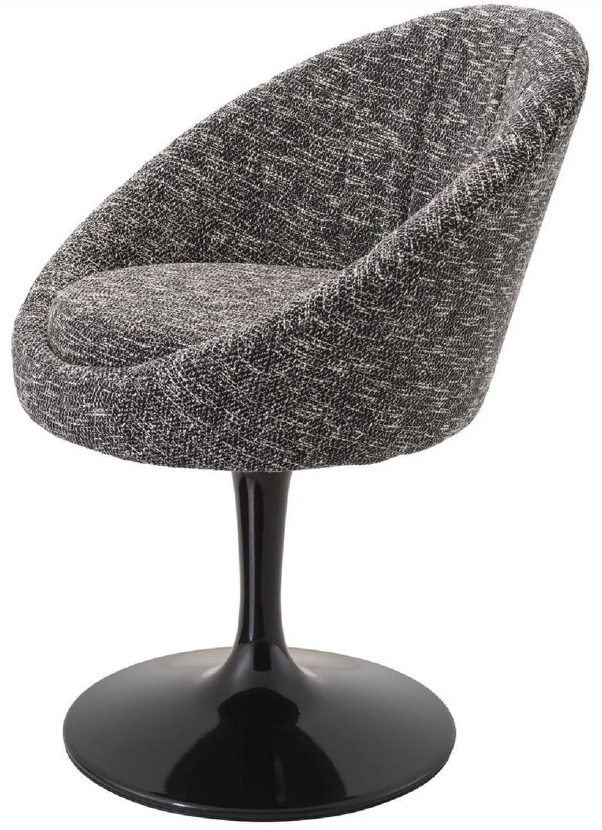 Luxus Esszimmerstuhl Schwarz 67 x 57 x H. 78,5 cm - Drehstuhl im 60er Jahre Design - Luxus Esszimmer Möbel