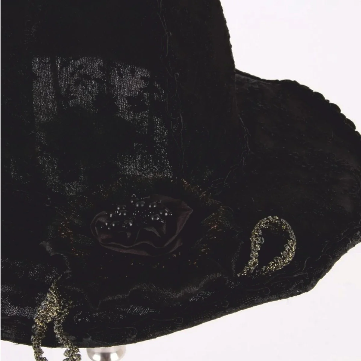 Barock Lampenschirm in Damenhut Form Schwarz 38 cm - Barock Deko