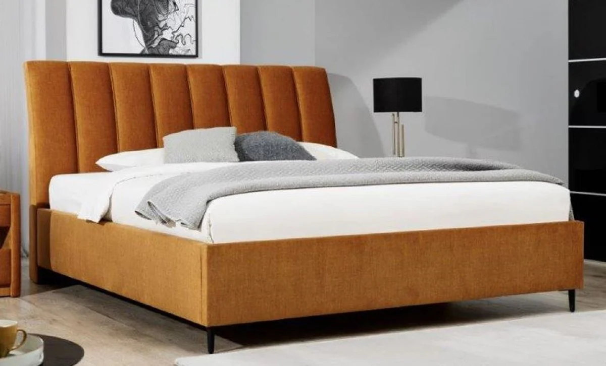 Luxus Doppelbett Braun / Schwarz - Verschiedene Größen - Modernes Massivholz Bett mit Kopfteil - Moderne Schlafzimmer Möbel - Luxus Kollektion