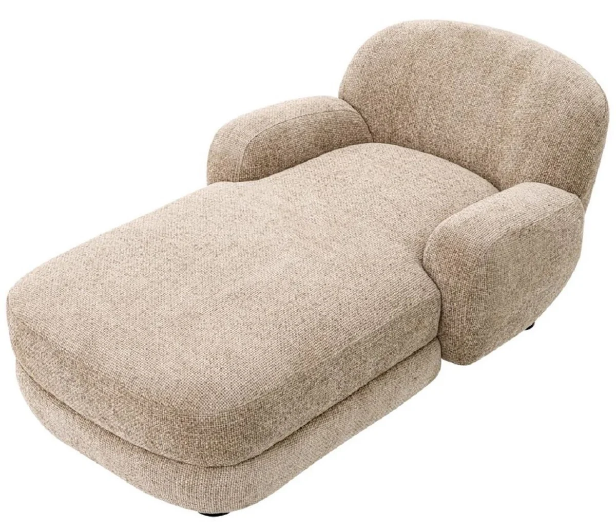 Luxus Chaiselongue Sandfarben / Schwarz 95 x 170 x H. 69 cm - Wohnzimmer Liegesessel - Recamiere - Wohnzimmer Möbel - Luxus Möbel - Luxus Qualität