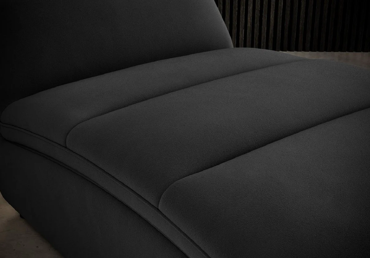 Luxus Chaiselongue mit Kopfkissen Schwarz 85 x 170 x H. 92 cm - Wohnzimmer Liegesessel - Relexliege - Recamiere - Wohnzimmer Möbel - Luxus Möbel