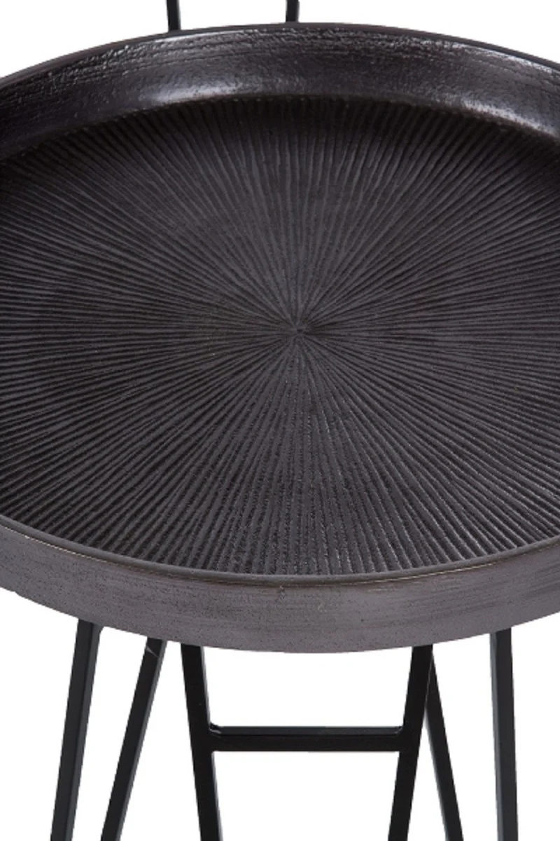 Luxus Wohnzimmer Beistelltisch Set Bronze / Silber / Grau Ø 50 x H. 60 cm - Runde Metall Beistelltische