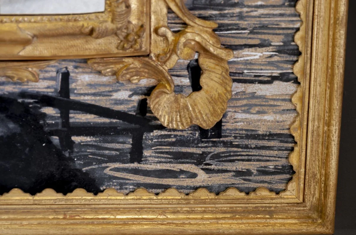 Luxus Barock Spiegel Antik Gold / Mehrfarbig - Rechteckiger italienischer Barockstil Wandspiegel - Barock Möbel - Luxus Möbel im Barockstil - Luxus Qualität - Made in Italy