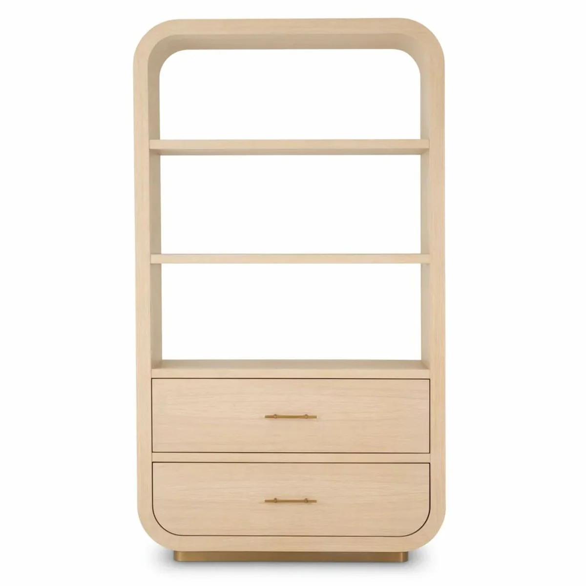 Luxus Regalschrank mit 2 Schubladen Naturfarben / Messing H. 210 cm