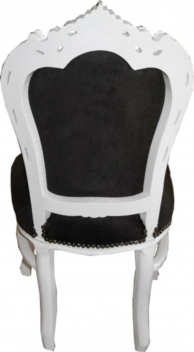 Barock Esszimmer Stuhl Schwarz / Weiß - Möbel Antik Stil