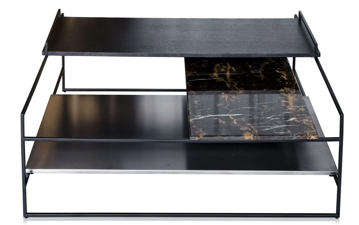 Luxus Couchtisch Schwarz 100 x 100 x H. 39,5 cm - Designer Wohnzimmertisch