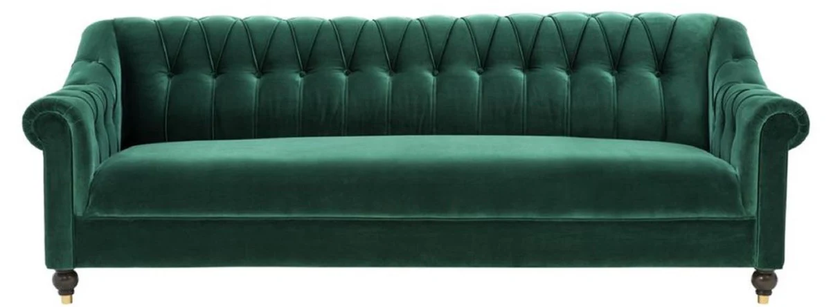 Luxus Chesterfield Wohnzimmer Sofa Grün / Braun / Gold 230 x 90 x H. 81,5 cm - Luxus Qualität