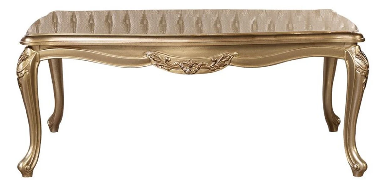 Luxus Barock Couchtisch Gold - Rechteckiger Barockstil Wohnzimmertisch - Barockstil Wohnzimmer Möbel - Barock Möbel - Luxus Möbel im Barockstil - Edel & Prunkvoll