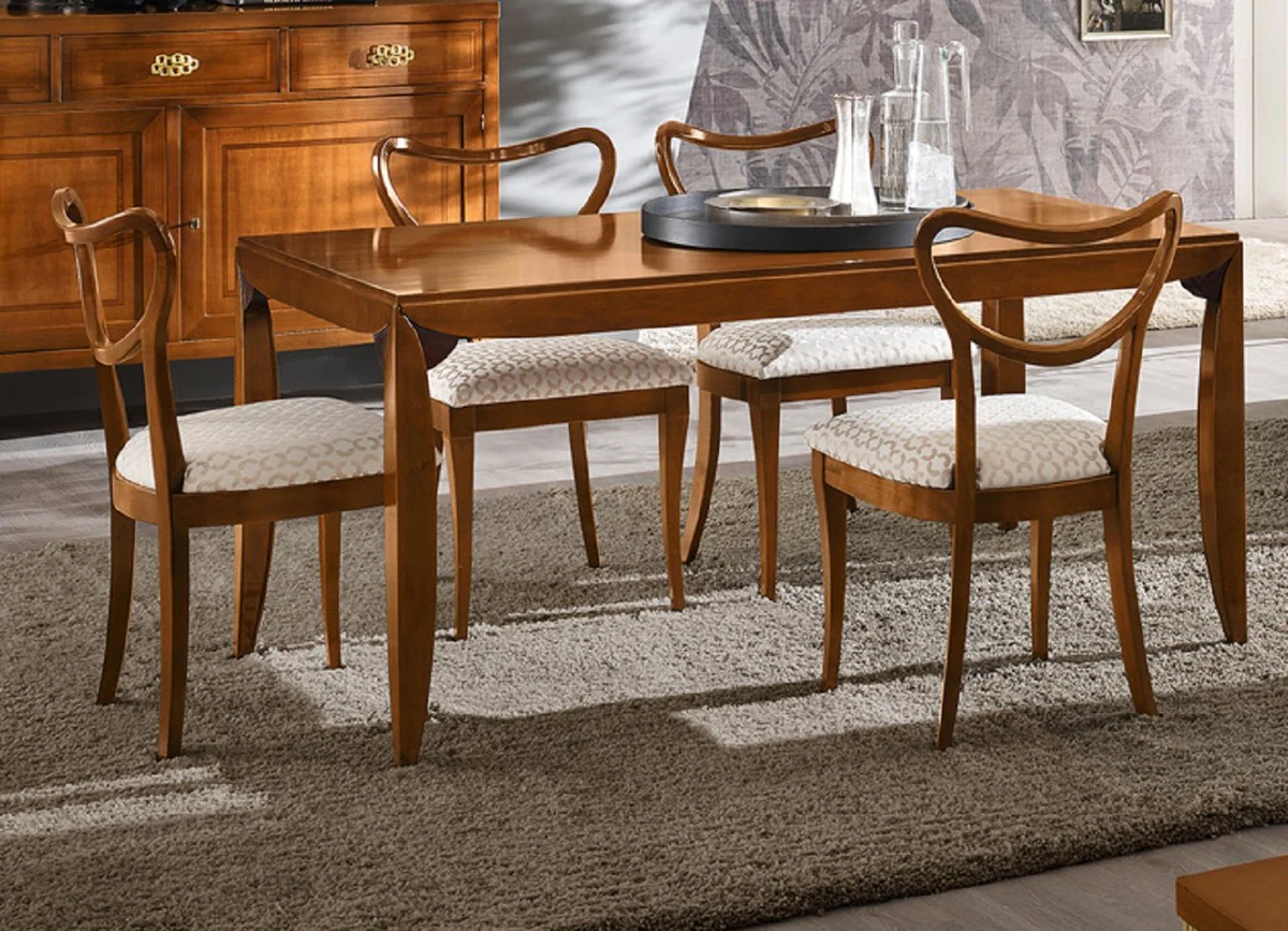 Luxus Biedermeier Esstisch Braun - Ausziehbarer Massivholz Esszimmertisch - Biedermeier Esszimmer Möbel - Luxus Qualität - Made in Italy