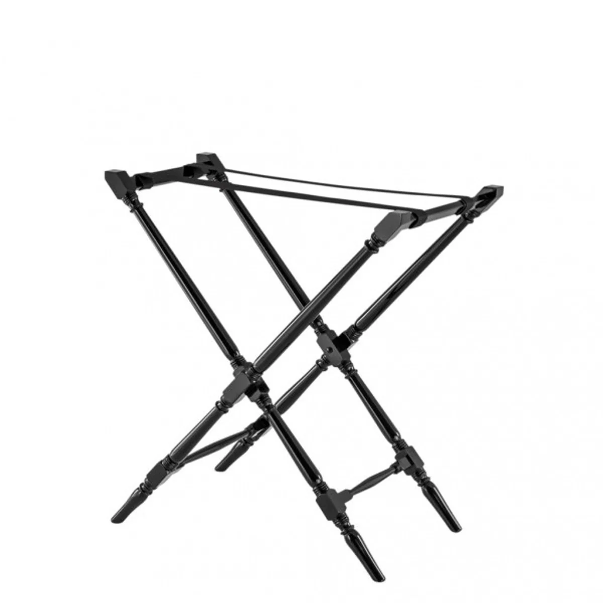 Luxus Bar Tisch Schwarz mit abnehmbaren aufklappbaren Tablett Schwarz hochglanz - Neoklassisch - Hotel Restaurant Möbel