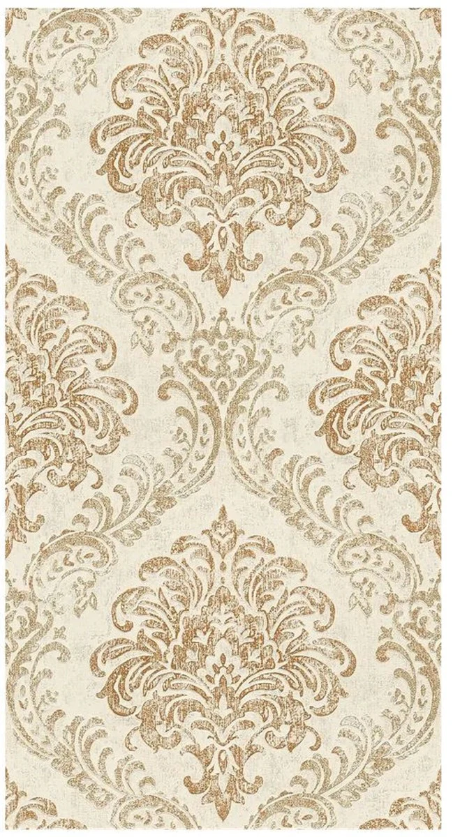 Barock Vliestapete Creme / Gold Metallic