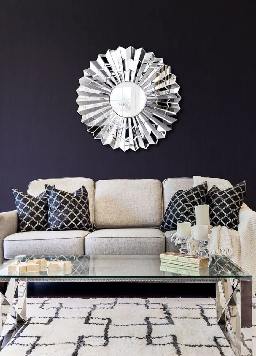 Luxus Spiegel Ø 90 cm - Runder Wohnzimmer Wandspiegel - Garderoben Spiegel - Schlafzimmer Spiegel - Luxus Kollektion