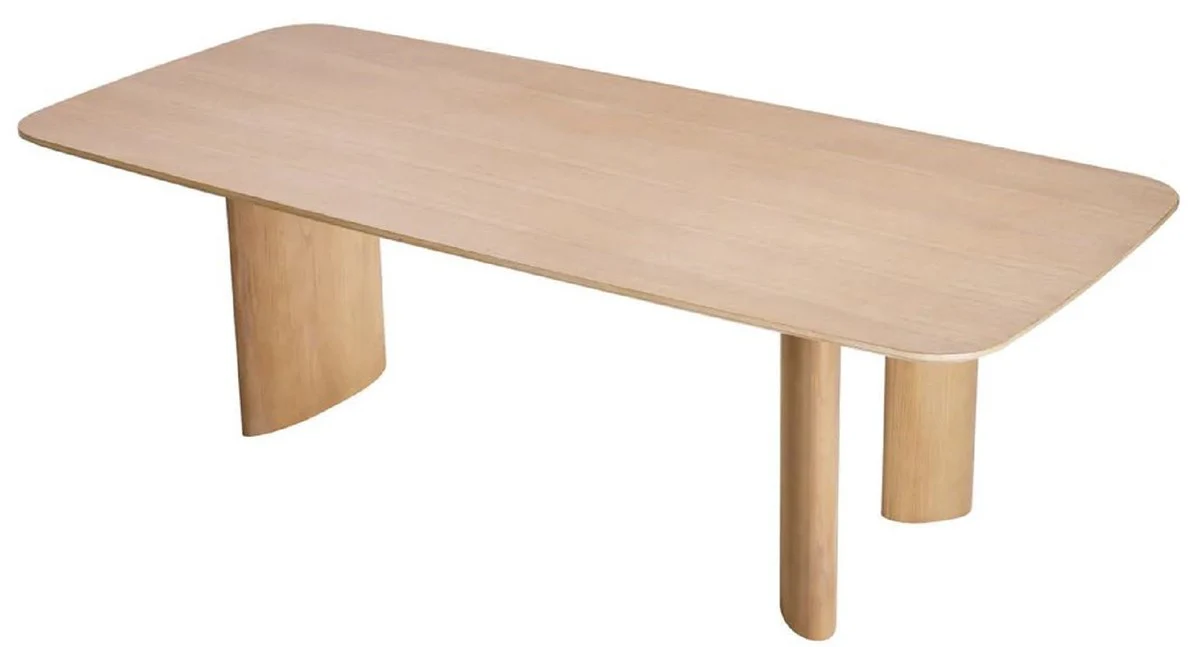 Luxus Esstisch Naturfarben 241 x 109,5 x H. 77 cm - Rechteckiger Massivholz Küchentisch - Esszimmer Möbel - Küchen Möbel - Luxus Möbel - Luxus Einrichtung