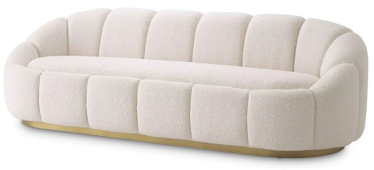 Luxus Sofa Creme / Messing 230 x 80 x H. 71 cm - Wohnzimmer & Hotel Sofa - Wohnzimmer & Hotel Möbel - Luxus Kollektion