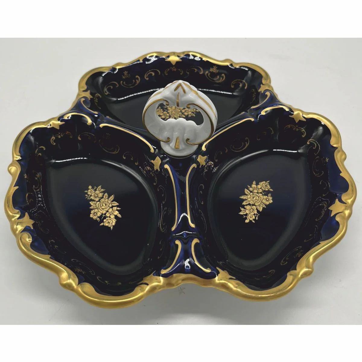 Luxus Barock Porzellan Servierschale mit Tragegriff Ø 25 cm - Reichenbach Porzellan