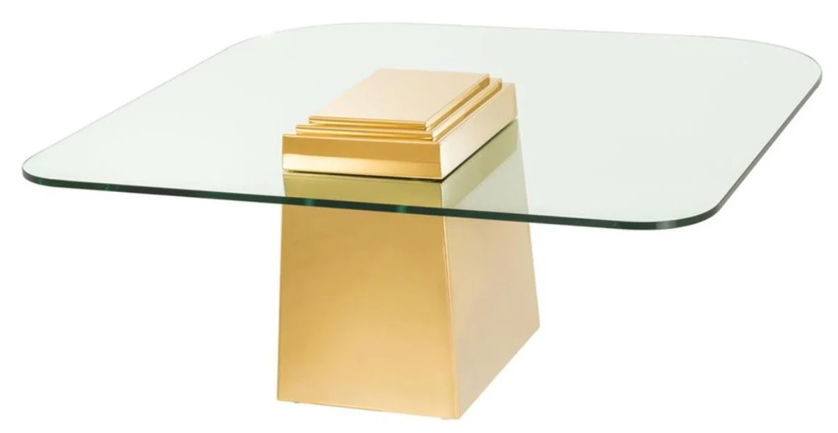 Luxus Couchtisch / Wohnzimmertisch Gold 105 x 105 x H. 44 cm - Luxus Wohnzimmermöbel