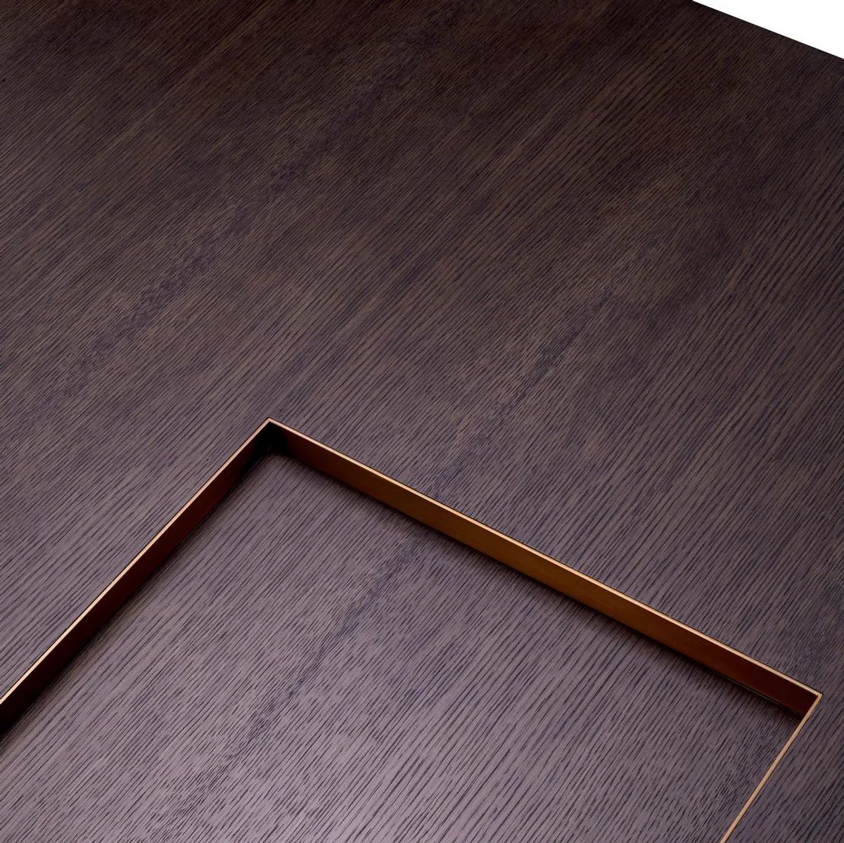 Luxus Couchtisch Mokka / Messing 110 x 110 x H. 31 cm - Quadratischer Wohnzimmertisch - Wohnzimmer Möbel - Massivholz Möbel - Luxus Möbel - Luxus Einrichtung