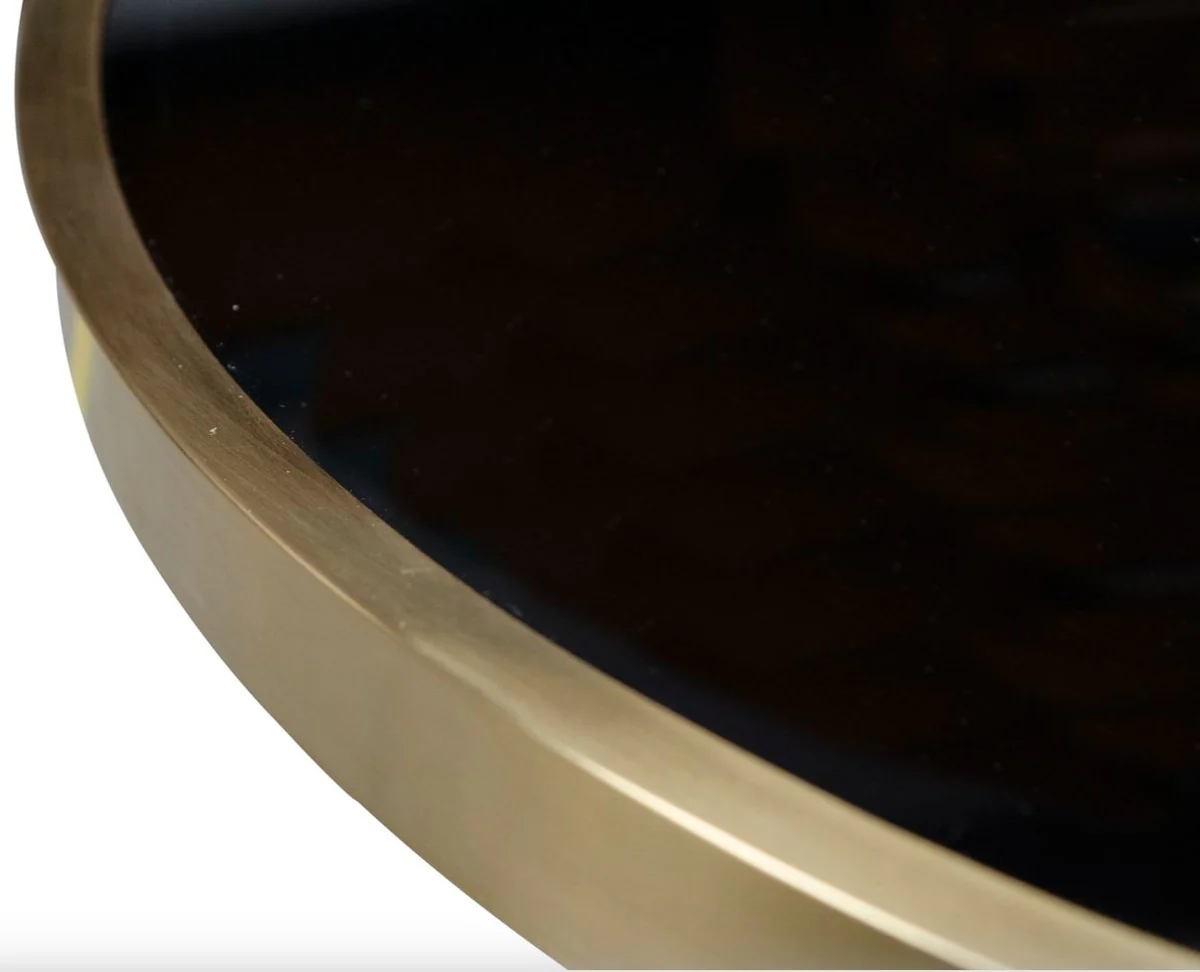 Luxus Esstisch Schwarz / Gold 70 x H. 76 cm - Designer Esszimmermöbel