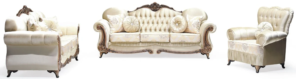 Luxus Barock 2er Sofa Gold / Kupfer - Prunkvolles Wohnzimmer Sofa mit elegantem Muster und Glitzersteinen - Wohnzimmer Möbel im Barockstil - Barock Möbel - Edel & Prunkvoll