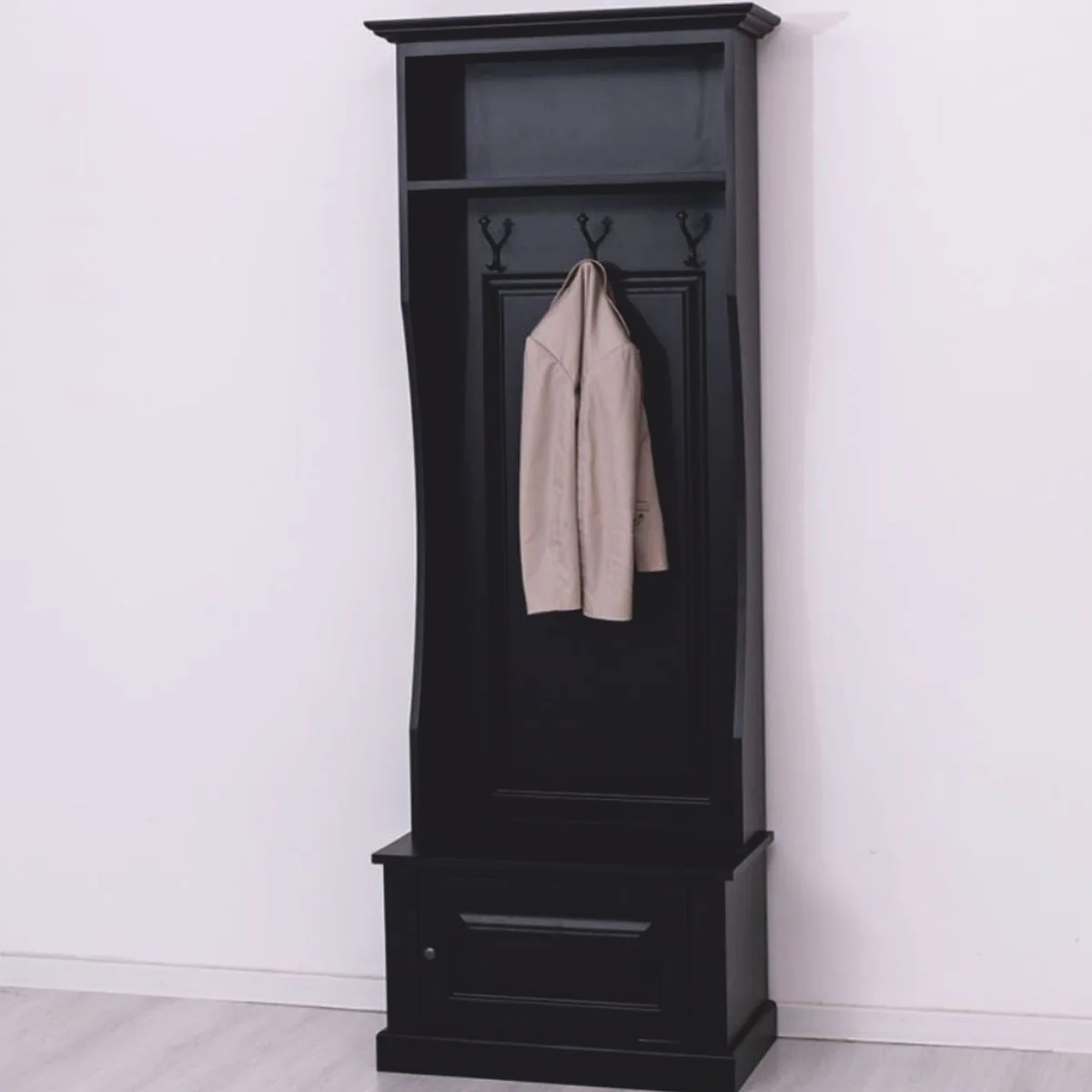 Landhausstil Garderobe Schwarz 80 x H. 210 cm - Garderoben Möbel