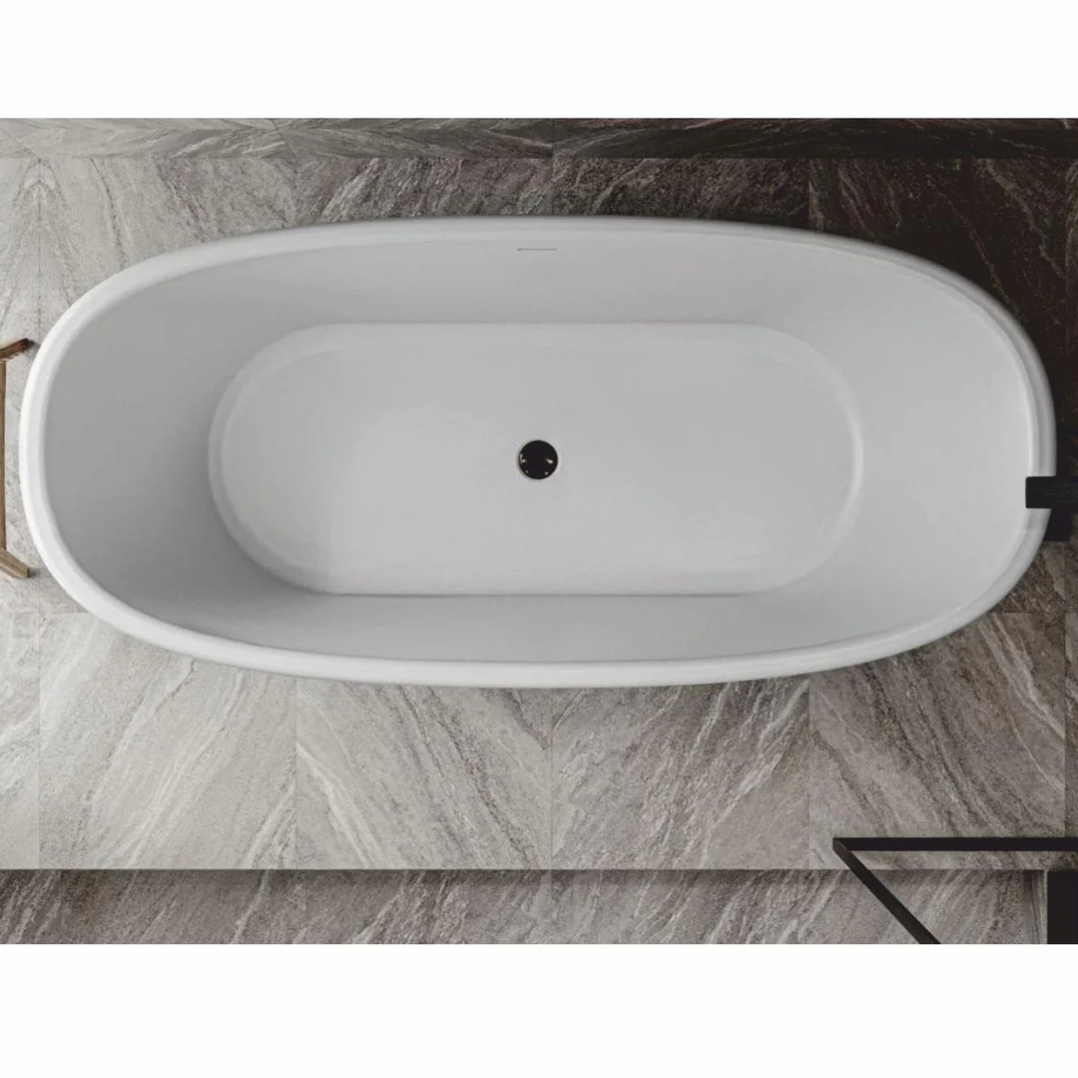 Freistehende Luxus Art Deco Badewanne Hochglanz Weiß 175 cm
