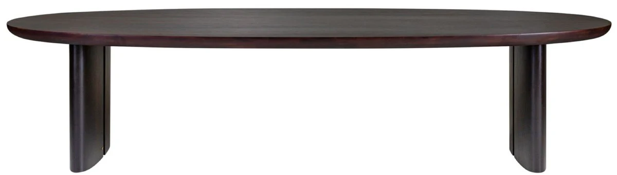 Luxus Eukalyptusfurnier Esstisch Dunkelbraun - Verschiedene Größen - Ovaler Küchentisch - Massivholz Esszimmertisch - Luxus Esszimmermöbel