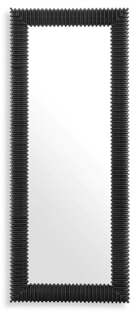 Luxus Wandspiegel Schwarz 80 x 6 x H. 200 cm - Rechteckiger Spiegel mit hochwertigem Mahagoni Rahmen - Wohnzimmer Spiegel - Schlafzimmer Spiegel - Garderoben Spiegel - Luxus Möbel
