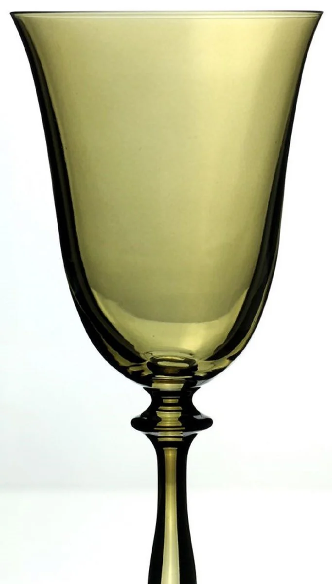 Luxus Barock Weißweinglas 6er Set Bernsteinfarben Ø 8,5 x H. 21 cm - Handgefertigte Weingläser - Hotel & Restaurant Accessoires - Luxus Qualität