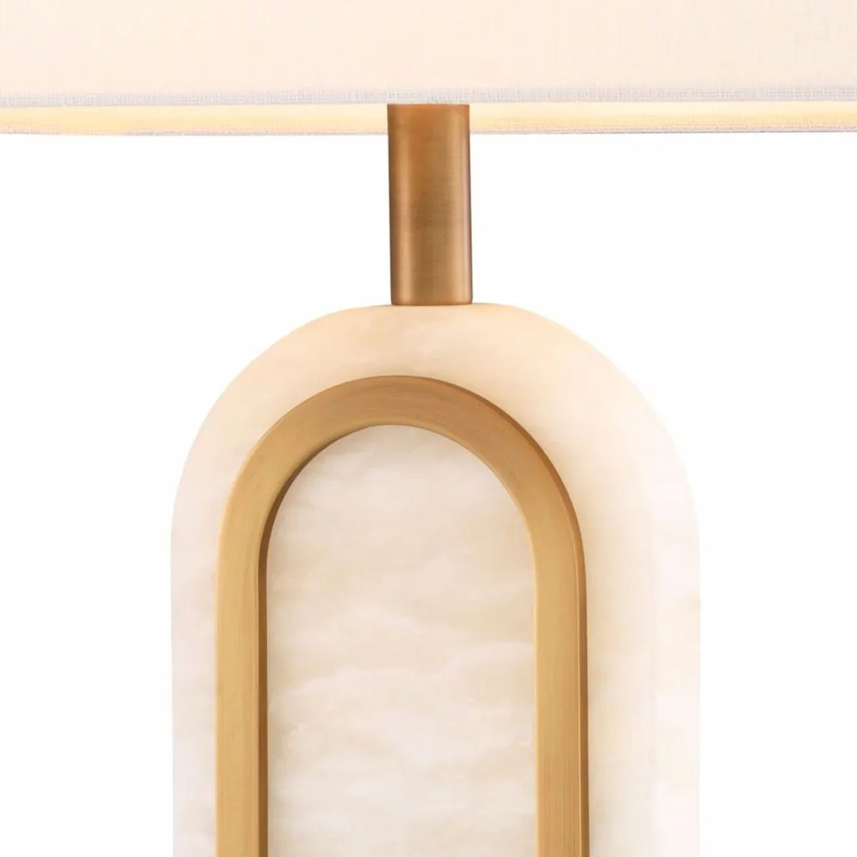 Luxus Tischleuchte Antik Messing / Alabaster / Weiß H. 67 cm - Luxus Leuchten