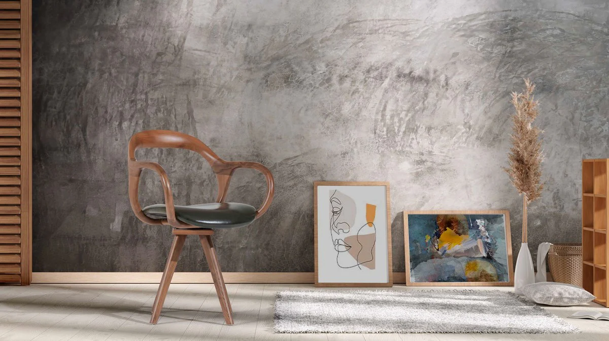 Luxus Drehstuhl mit Armlehnen Braun / Dunkelgrün H. 83 cm