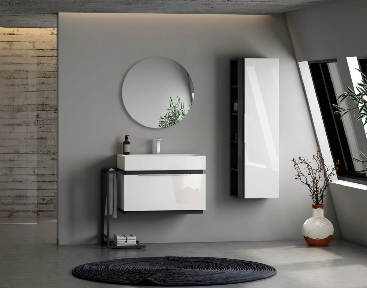 Luxus Badezimmer Spiegel Ø 60 cm - Runder Wandspiegel mit LED Beleuchtung - Badezimmer Möbel - Badezimmer Accessoires