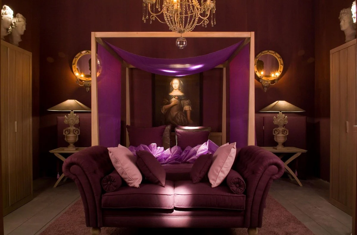 Luxus Barock Ölgemälde Dame mit Blume Mehrfarbig / Gold 100 x H. 126 cm - Handgemaltes Gemälde im Barockstil - Barock Wand Deko