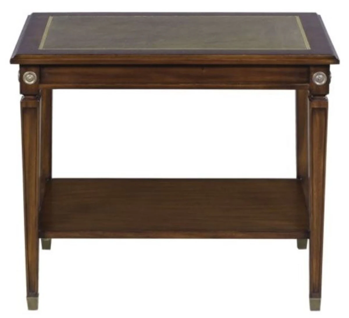 Mahagoni Beistelltisch Braun / Grün 64 x 43 x H. 54 cm - Luxus Wohnzimmer Beistelltisch