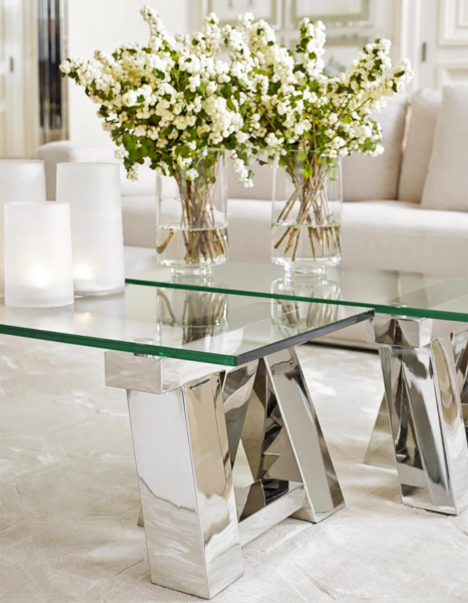 Art Deco Luxus Couchtisch 190 x 45 x H. 36 cm - Wohnzimmer Salon Tisch - Wohnzimmer Tisch Möbel