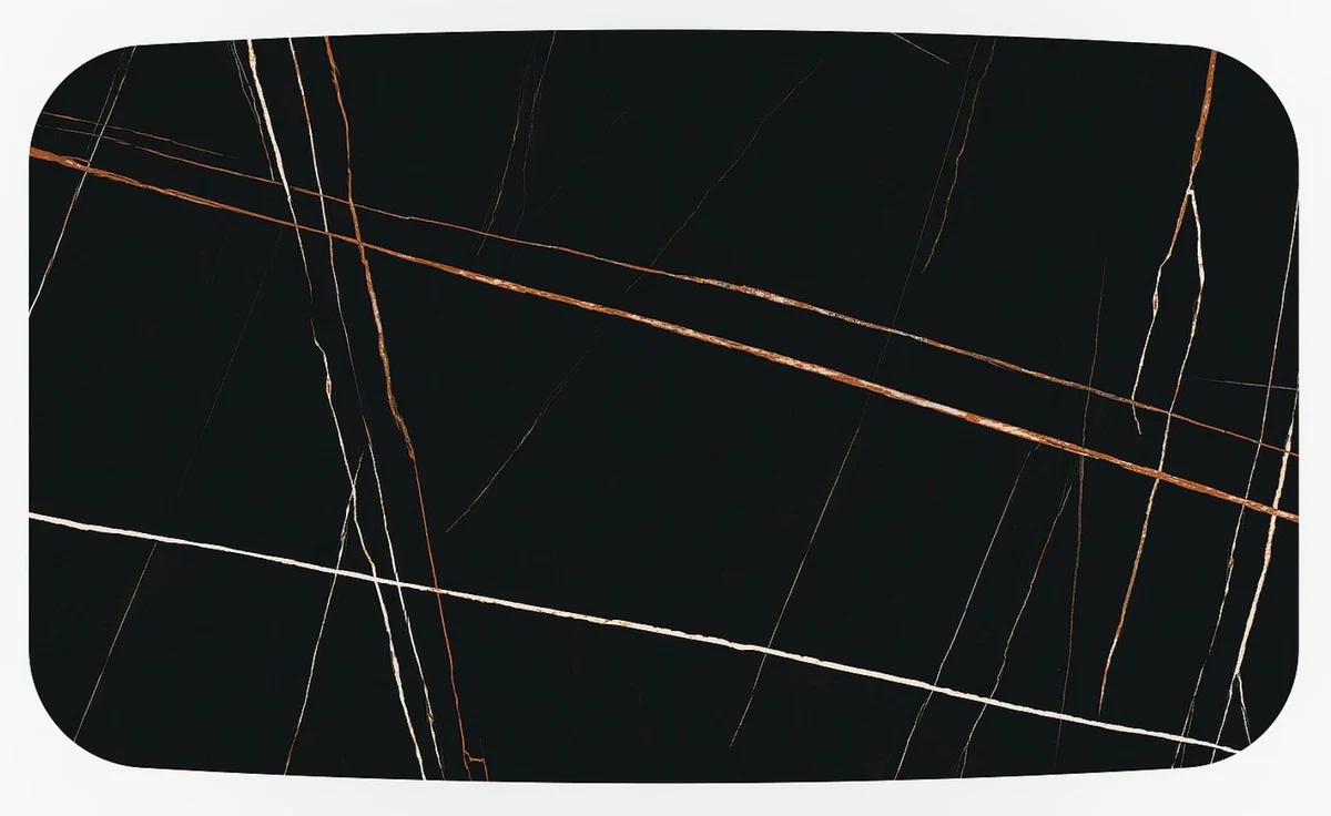 Luxus Esstisch mit gehärteter Glaskeramik Tischplatte Schwarz / Matt Schwarz 160-240 x 95 x H. 76 cm - Ausziehbarer Küchentisch - Esszimmer Möbel - Luxus Möbel