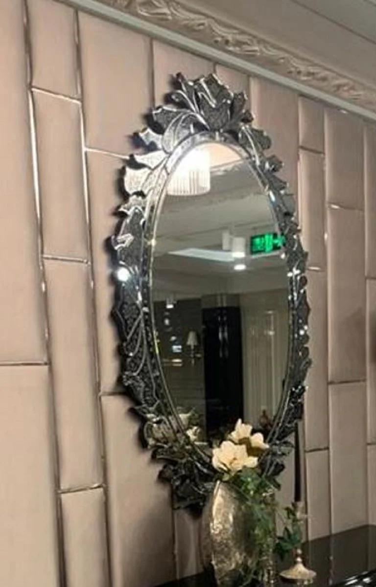 Luxus Art Deco Wandspiegel 60 x H. 120 cm - Prunkvoller ovaler Spiegel - Luxus Art Deco Möbel