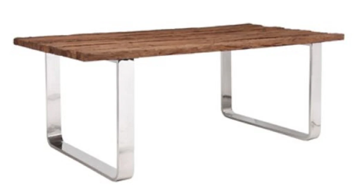 Luxus Esstisch Braun / Silber 200 x 100 x H. 75 cm - Luxus Esszimmertisch