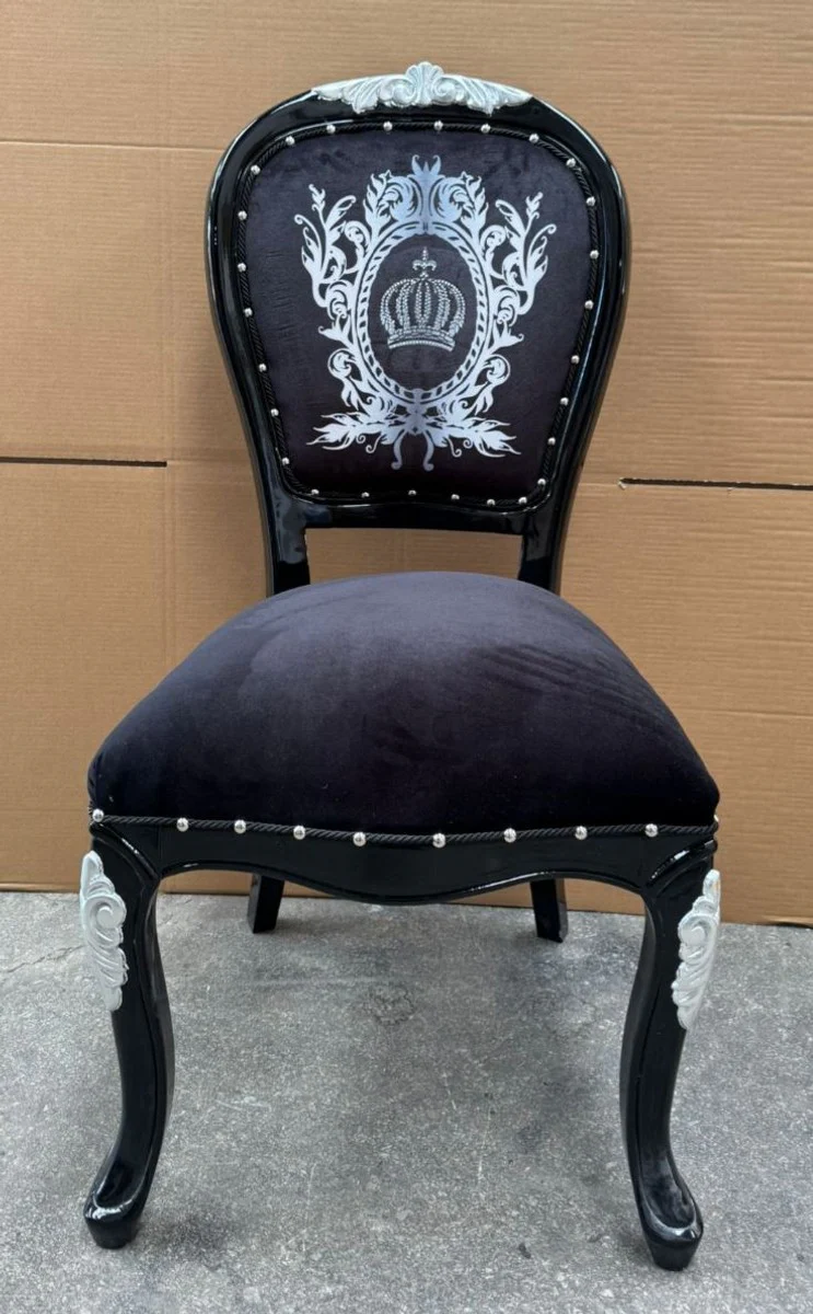 Pompöös by Luxus Barock Esszimmer Stuhl Schwarz / Silber - designed by Harald Glööckler