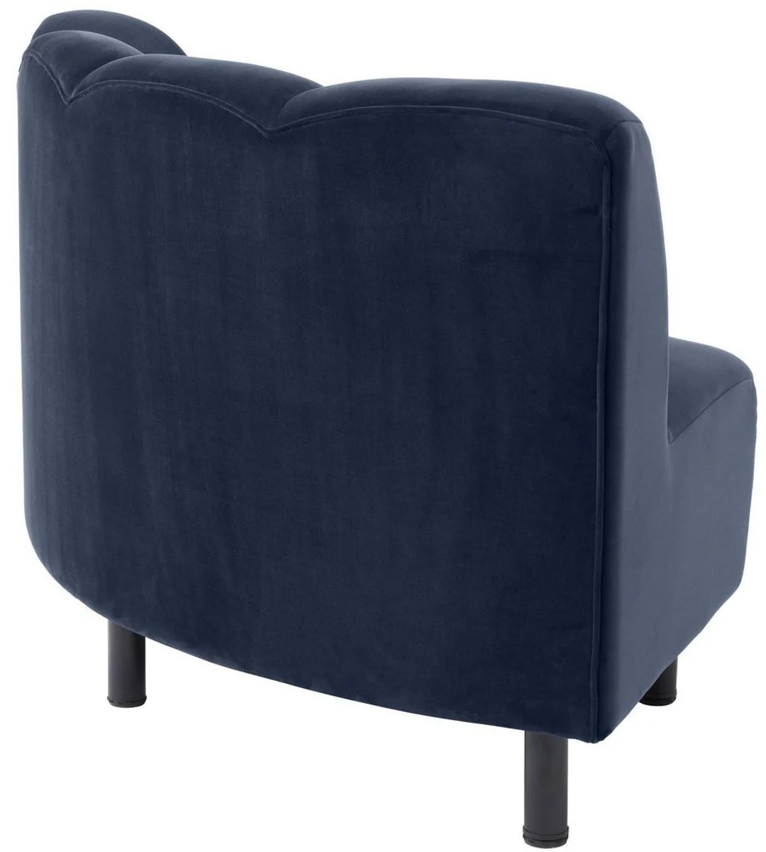 Luxus Samt Couch Mitternachtsblau / Schwarz 114 x 75 x H. 87 cm - Gebogenes & Erweiterbares Wohnzimmer Sofa - Luxus Möbel