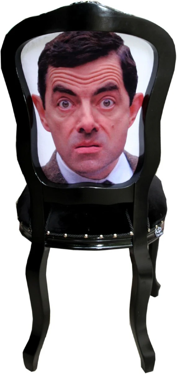 Luxus Barock Esszimmer Set Karikatur Mehrfarbig / Schwarz 55 x 54 x H. 103 cm - 6 handgefertigte Esszimmerstühle - Designer Stühle - Barock Esszimmermöbel