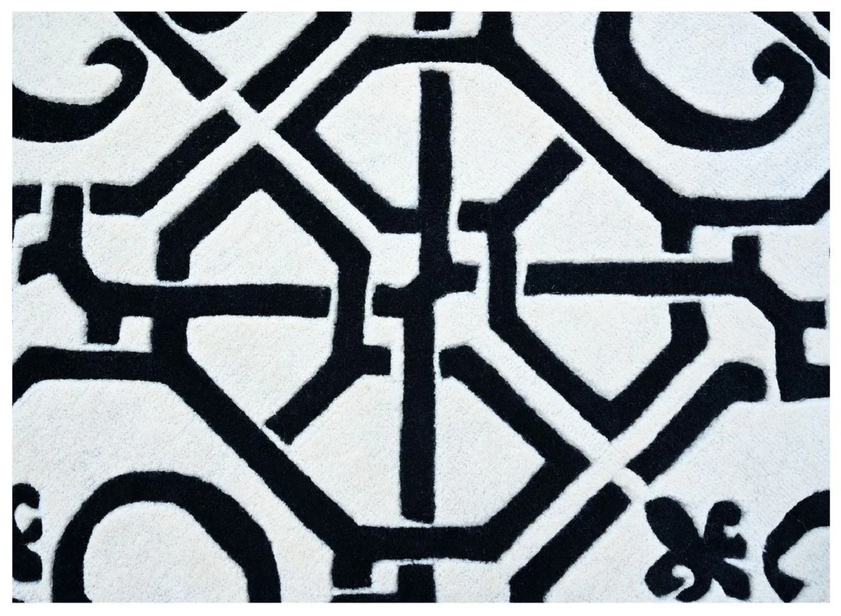 Luxus Barock Teppich Weiß / Schwarz - Verschiedene Größen