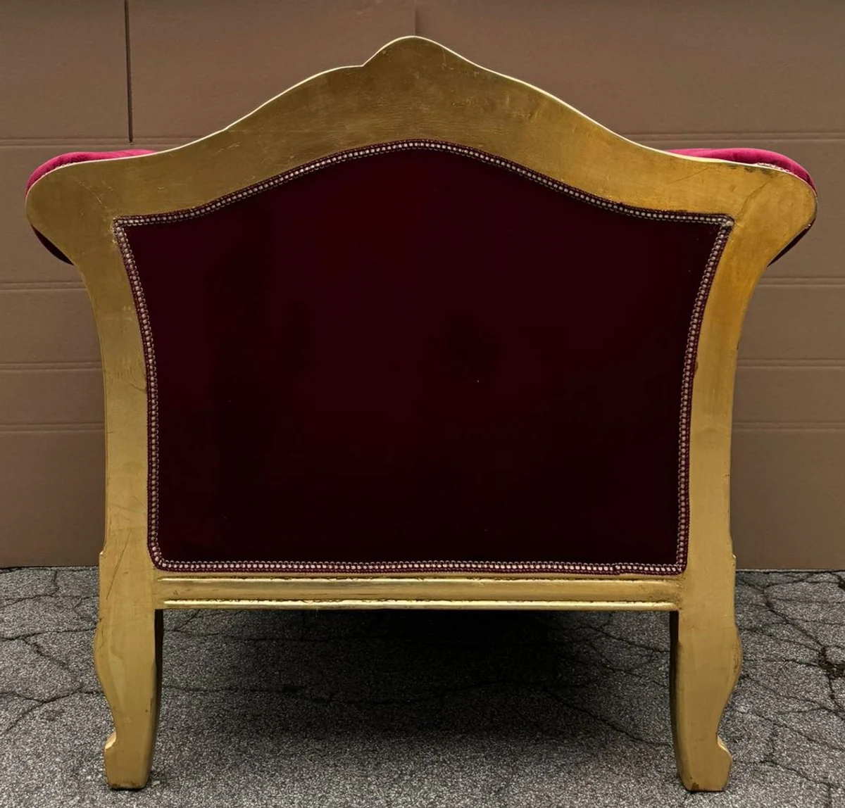Barock Lounge Sessel Bordeauxrot / Gold - Barockstil Möbel