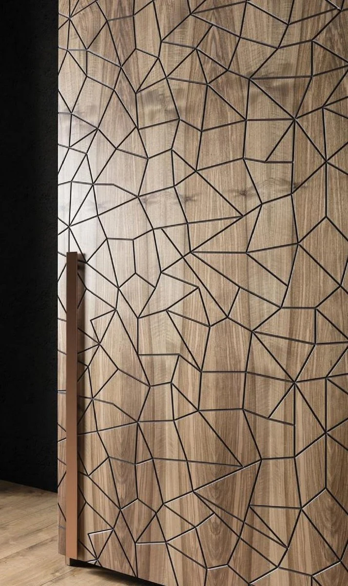 Luxus Schlafzimmerschrank Braun / Kupferfarben 260 x 70 x H. 220 cm - Massivholz Kleiderschrank mit 2 Schiebetüren - Luxus Schlafzimmer Möbel