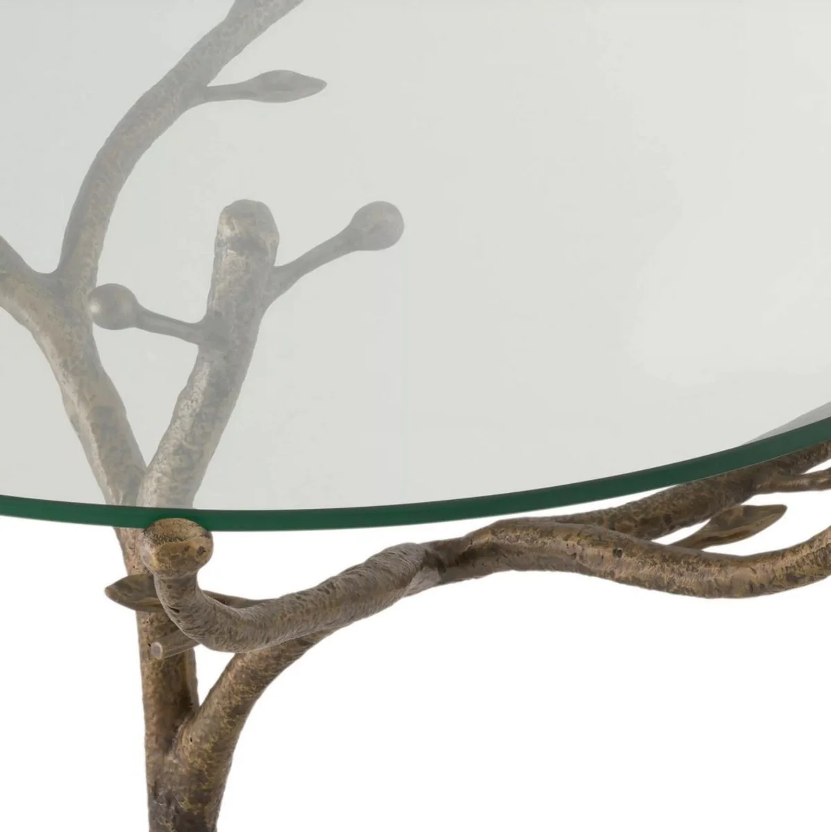 Luxus Beistelltisch Vintage Messingfarben Ø 79,5 x H. 75 cm - Runder Dreibein Messing Tisch mit Glasplatte - Wohnzimmer Möbel - Luxus Möbel